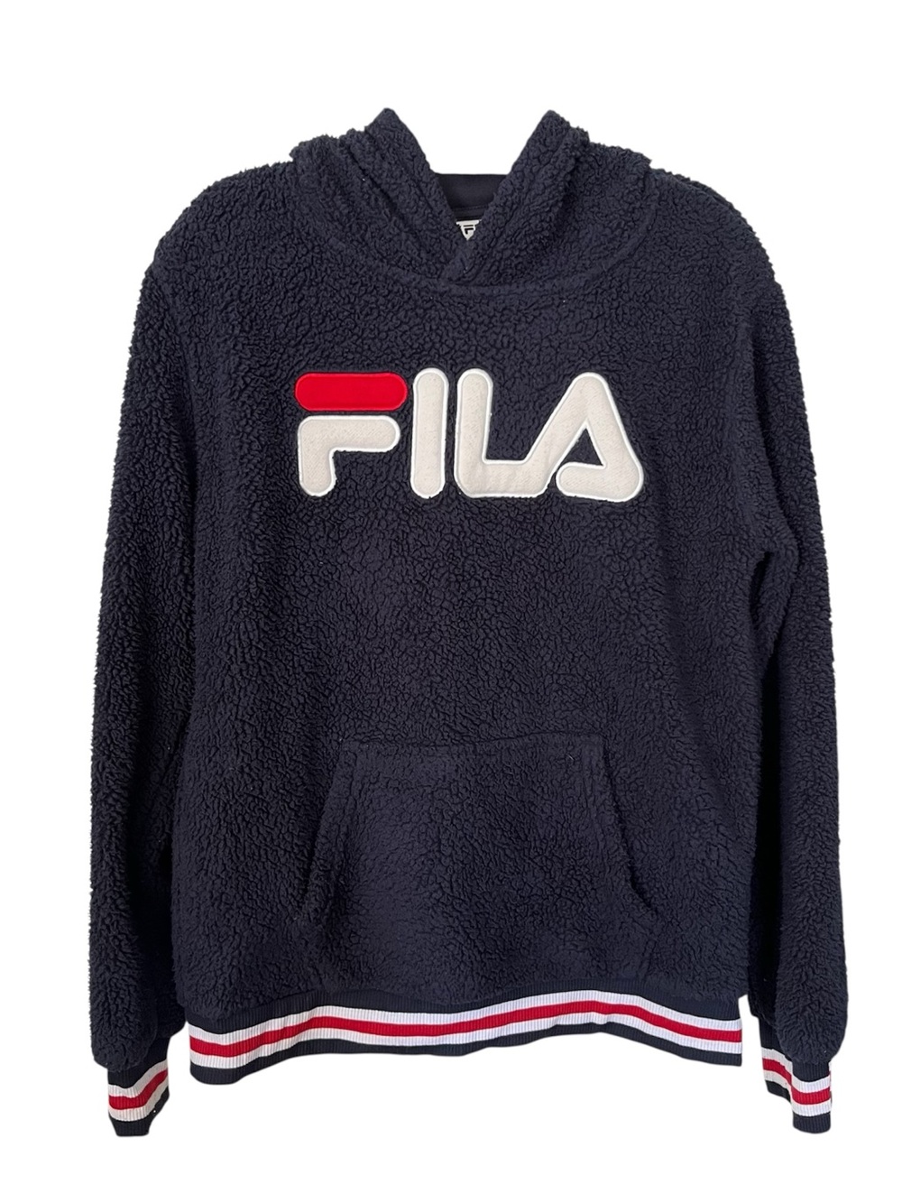 Fila Navy Sherpa Fleece Hoodie with Logo